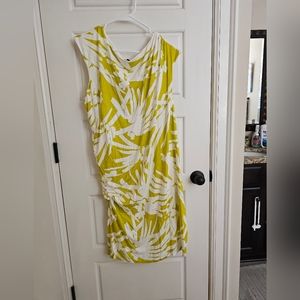 Ann Taylor dress XL NWOT lime green and white, has lining on inside